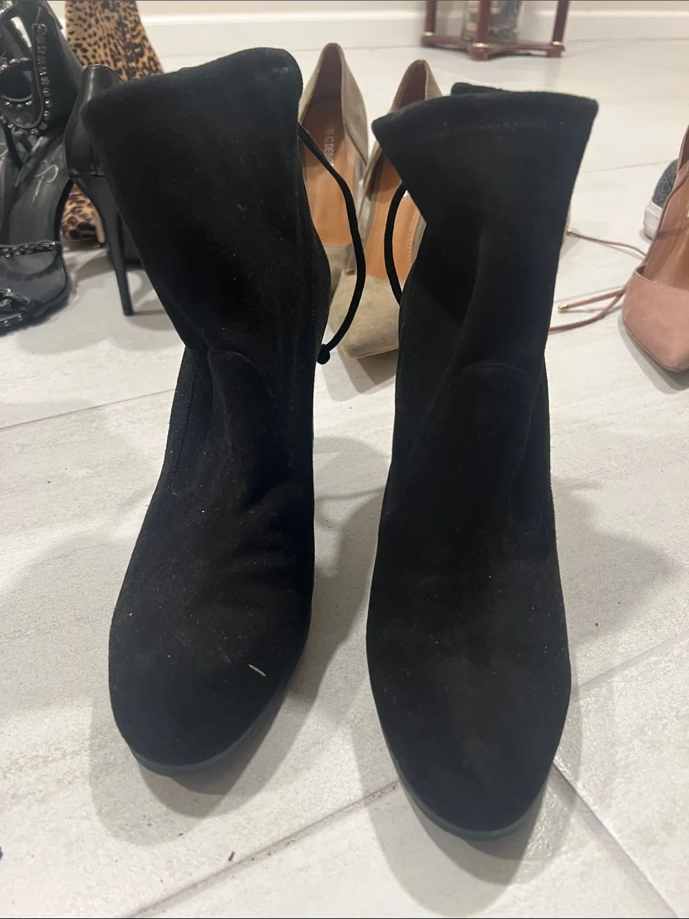 Women's Black Suede Ankle Boots - Classic Styled Booties